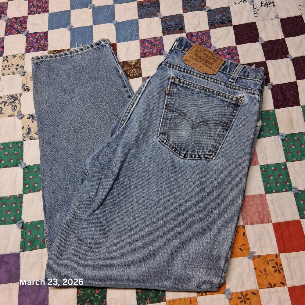 Vintage 1996 Levis 560 Orange Tab Loose Fit Tapered Leg Blue Jeans Size 36x32